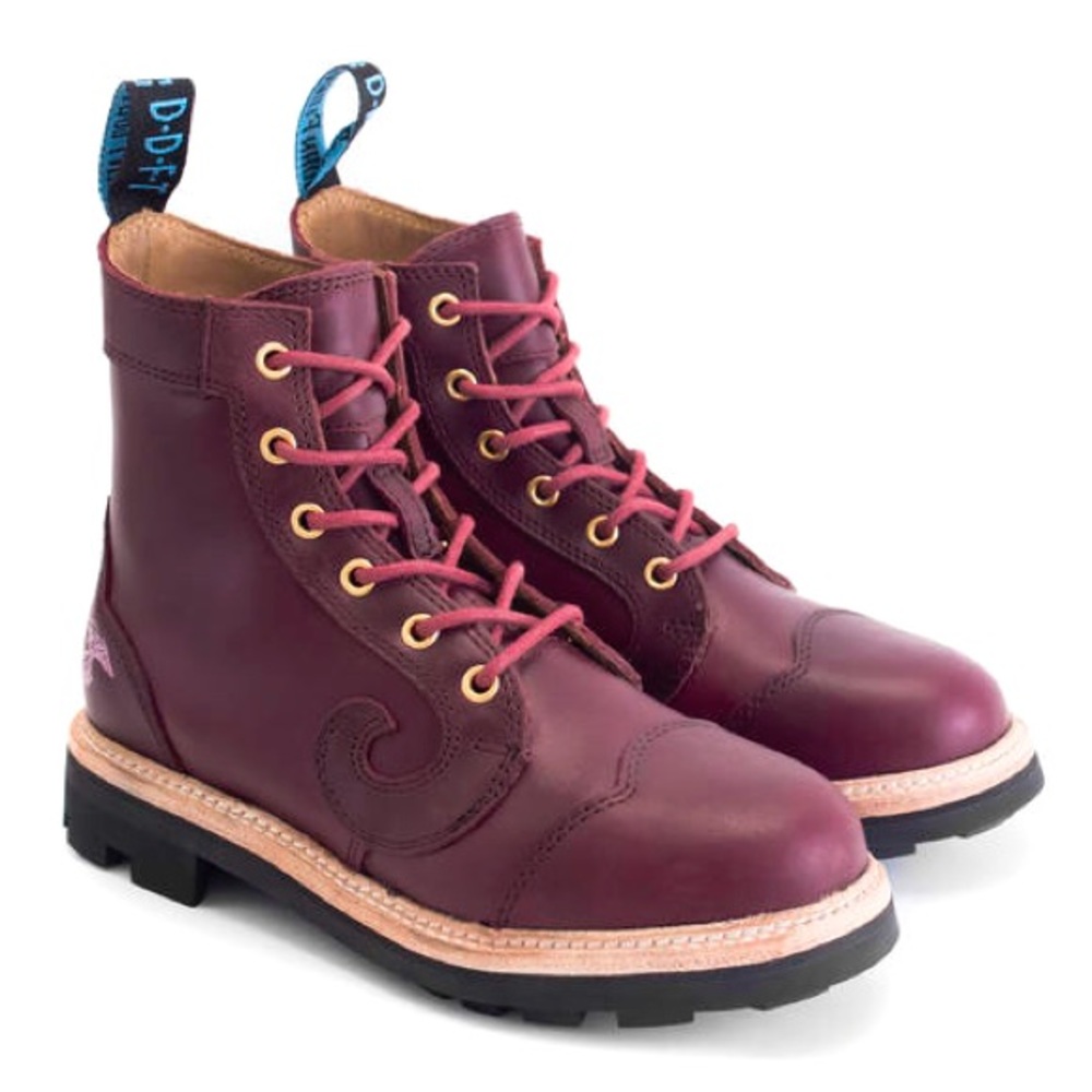 John Fluevog | Derby Swirl (6 Eye) Combat Boots | Burgundy